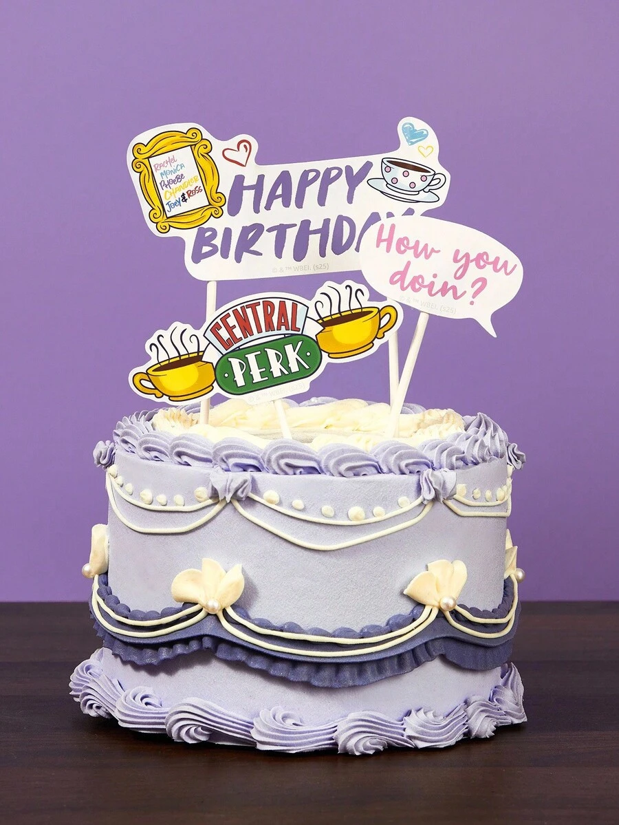 FRIENDS X SHEIN 8 Pcs Birthday Party Decoration Plugin, Dessert Cupcake Decoration Plugin, Cake Decoration