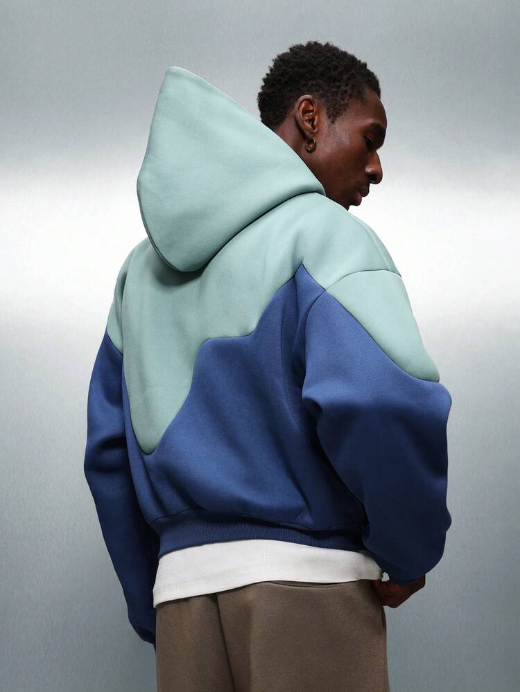 PLAYBOY X SUMWON ドローストリング付きオーバーサイズカラーブロックパーカー