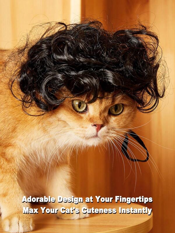 PETSIN Peruka dla zwierząt, Peruka dla psa, Peruka dla kota, Akcesoria dla zwierząt, Akcesoria festiwalowe dla zwierząt, Głowa Qi Liuhai Explosion, Nadaj zwierzętom piękny wygląd, Zabawne fryzury