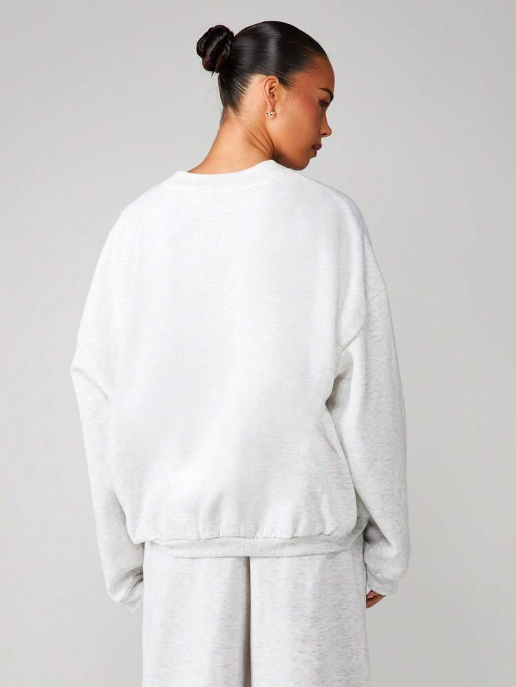 MISSGUIDED Luźna bluza z długim rękawem i okrągłym dekoltem oraz nadrukowanym logo w stylu vintage, idealna na co dzień i na weekendowy wypoczynek