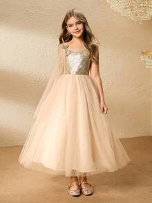 Halloween Party Girls High-End Formal Dress, Children's Cello Performance Dress, Girls Birthday Piano Recital Dress, Big Tween Girl Hostess Dress