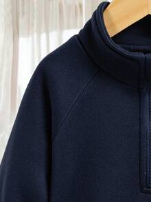 Genkimix Kids 秋冬款小男孩休闲骑士印花卫衣和运动裤套装 - 藏蓝色 - 查看 5