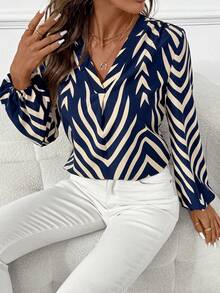 SHEIN Clasi Women's Contrast Color Print Casual Long Sleeve Shirt - Multicolor - View 6