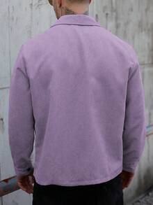 Manfinity Homme 男士休闲百搭通勤灯芯绒长袖夹克，秋季款 - 淡紫色 - 查看 2