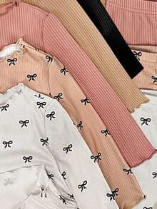 SHEIN 10pcs Baby Girl Polka Dot Print Long Sleeve T-Shirt Set, Cute & Versatile, Autumn/Winter Baby Set Autumn Winter Season Neutral Baby Clothes Girls Outfit Sets Baby Girl Warm Sets Baby Casual Sets Christmas