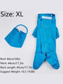 SHEIN Basic living 1Pc Blue Large Dog Raincoat Poncho - Blue - View 18