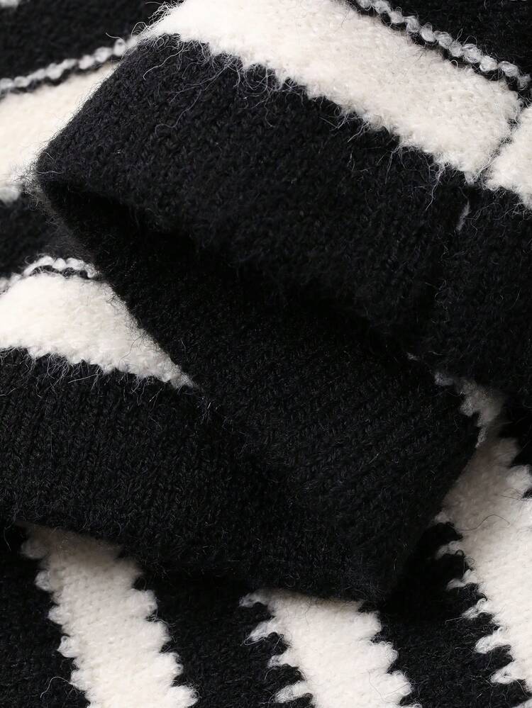 Women's Casual Colorblock Striped Cardigan, Autumn