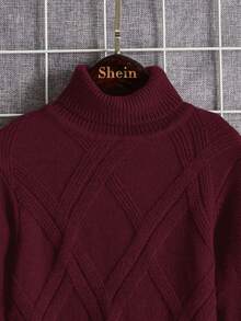 SHEIN Tween Boy' Long Sleeve Casual Turtleneck Sweater Autumn Winter Clothes ForGirln