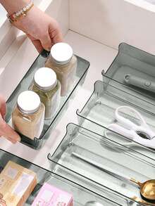 SHEIN Drawer Desktop Cosmetics Storage Box, 2PCS/6PCS Combination Clear Plastic Drawer Organizer Set,Transparent Dresser Storage Box, Exquisite Storage Box,Desk Drawer Divider Organizers And Storage Bins For Makeup, Jewelry, Gadgets For Kitchen, Bedroom, Bathroom, Office Christmas For Holiday Gift Giving