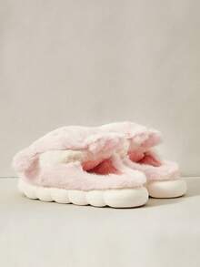 Cuccoo 可爱动物毛绒厚底保暖室内拖鞋 - 粉色 - 查看 4