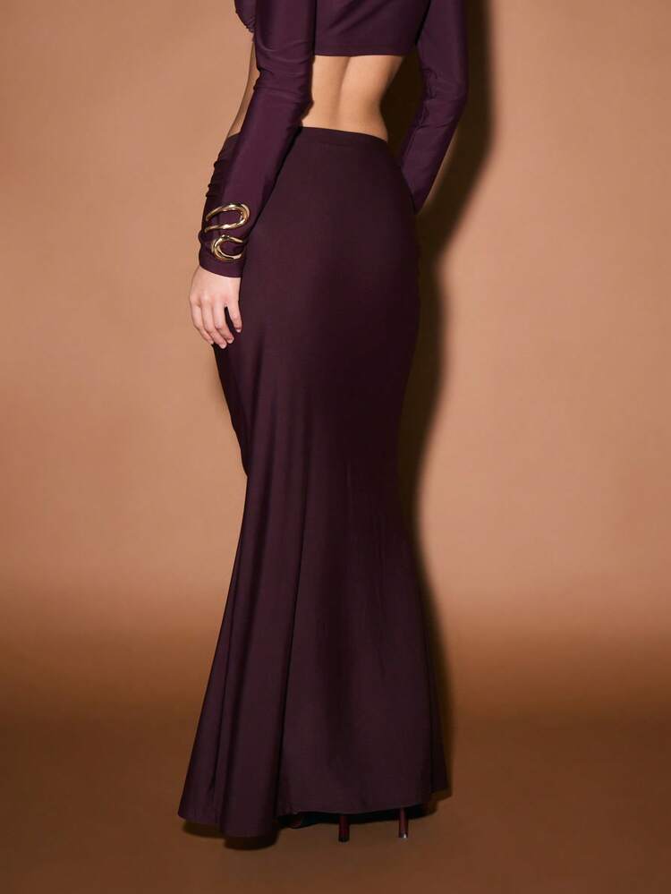 KIZN Blusa de manga comprida com recorte e detalhe de anel