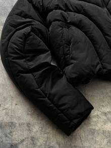 AXEPEAK 男士休闲纯色拉链立领长袖羽绒服，冬季 - 黑色 - 查看 3