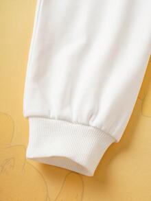 GARFIELD | SHEIN Conjunto informal de 2 piezas de sudadera con capucha y pantalón de chándal con estampado de dibujos animados y hombros caídos para niña preadolescente