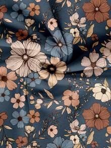 EMERY ROSE Women's Casual V-Neck Cap Sleeve Loose Blouse, Retro Floral Print