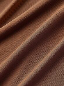 SHEIN MOD Plus Size Asymmetric Shoulder Flare Sleeve Brown Dress With Bowknot Metal Buckle And Fish Tail Design Brown Formal Dress Brown Dresses Classy Elegant Dinner Outfit For Women Earth Tone Dress Brown Wedding Guest Dress.Christmas Outfit