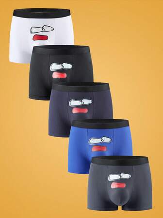 NotGurli 5pcs/Pack Comfortable Casual Men's Boxer Briefs, Multi-Color