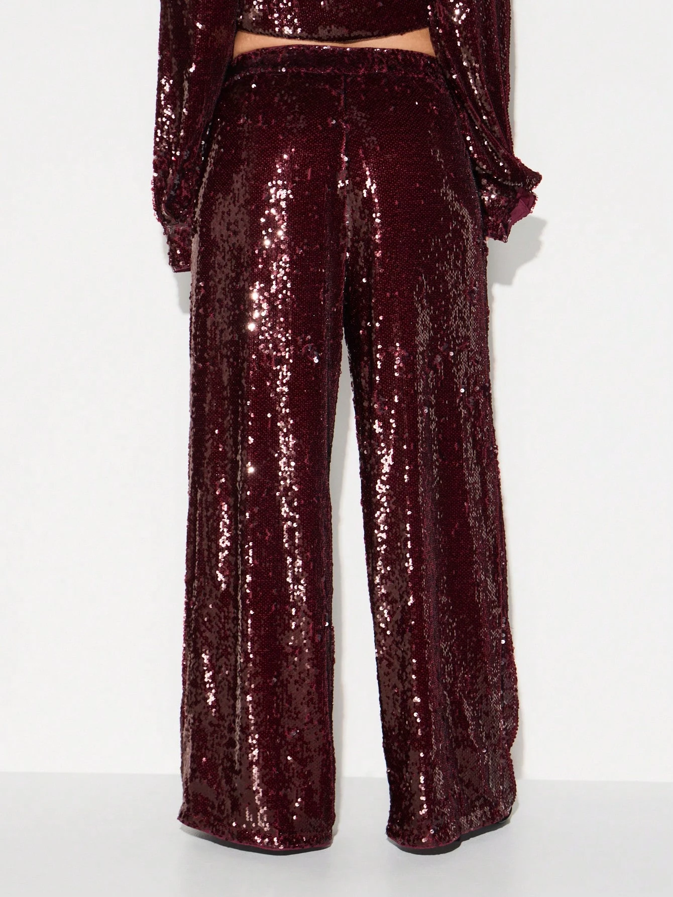 KIZN Pantalones palazzo de lentejuelas y pierna ancha