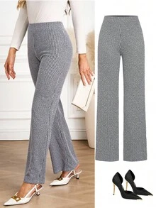 Ellevyn Quần dệt kim co giãn họa tiết kẻ caro thanh lịch mùa hè dành cho nữ, phù hợp với nhiều dịp khác nhau, thích hợp cho kỳ nghỉ hè, du lịch thanh lịch và đi làm hàng ngày - màu đen - Xem 9