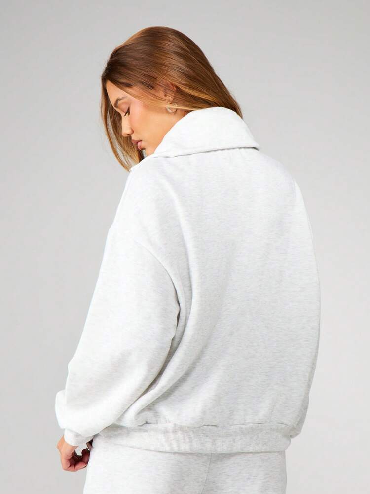 Missguided x Playboy Oversized Quarter Zip Pullover Sweatshirt For Women Casual Comfort Fleece Loungewear Top