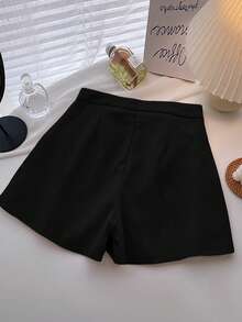 Airaco Casual Elegant Chain Zipper Decor Shorts