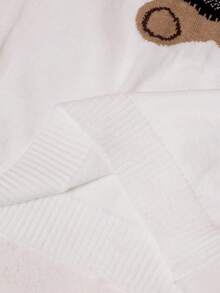 Casual Cute Bear Print Sweater For Teen Girl Suitable For School And Outdoor Wear Fall Winter - White - View 7