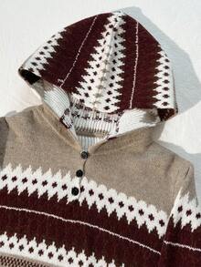 SHEIN Unity Fair Isle Casual Versatile Long Sleeve Pullover Hoodie Sweater - Multicolor - View 4