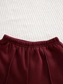 Cozy Pixies 2pcs Baby Girl Rainbow Pattern Crew Neck Raglan Sleeve Sweatshirt And Jogger Pants Set - Rose Red - View 4