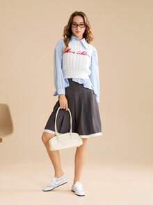 CUCCOO EASI Fashionable Elegant Commuting Casual Lace Patchwork Lace-Up Flat Shoes - White - View 10