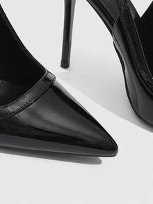 CUCCOO SZL 女士黑色尖头细高跟性感晚宴派对高跟鞋，带踝带 - 黑色 - 查看 10