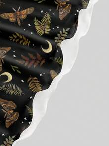 ROMWE Fairycore Gotisch-romantisches Mini-Kleid für Frauen mit Motiven von dunklem Schmetterling, Pflanze, Schmetterling, Mond, Sonne, Stern, Blatt