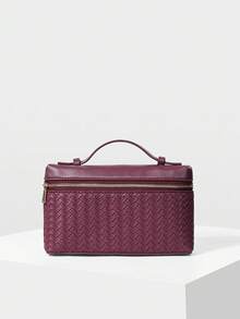 MOTF PREMIUM PU 皮革拉链手提包 - 棗紅 - 查看 2