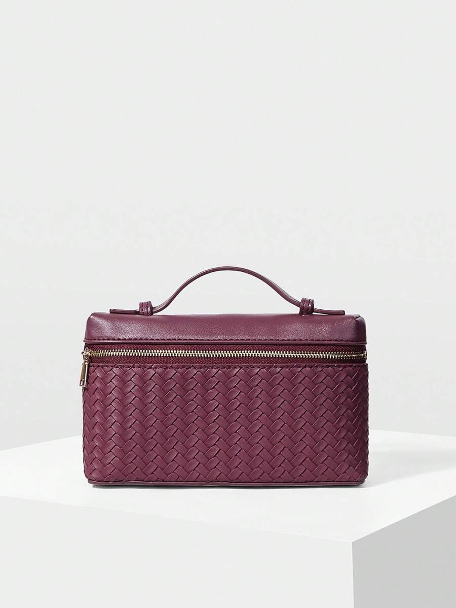 MOTF PREMIUM PU 皮革拉链手提包 - 棗紅 - 查看 2