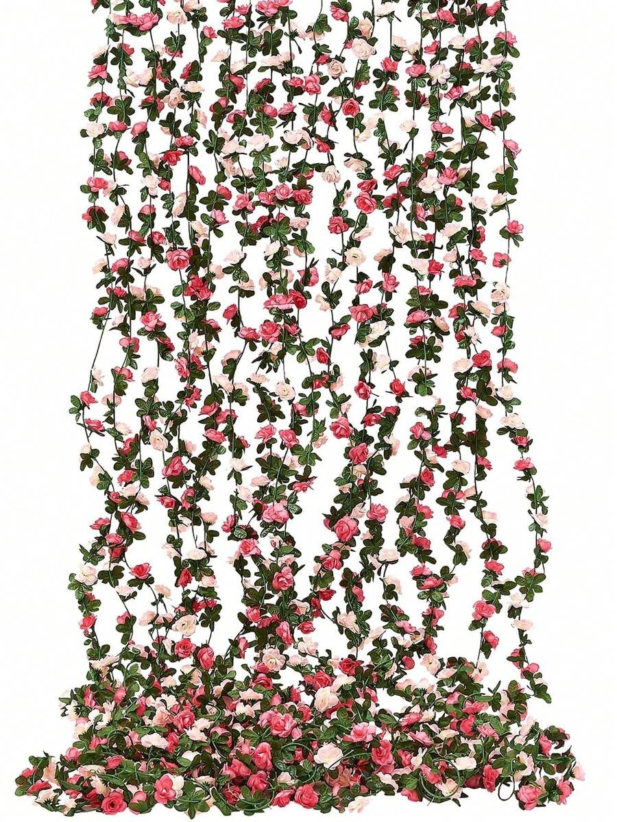 SHEIN Basic living 1/2/5件/包 人造花卉植物 45头仿真玫瑰藤蔓花卉 家居酒店办公室婚礼派对花园工艺品装饰