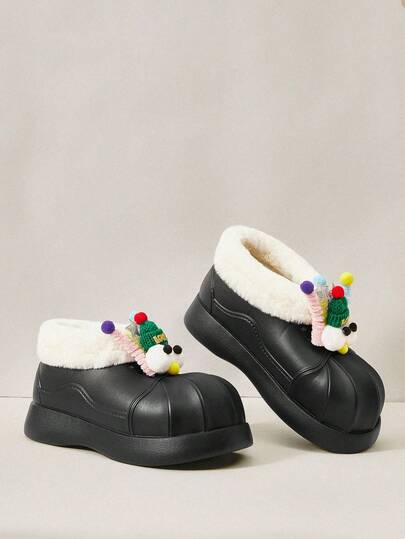 Cuccoo Warm Cute Thick Bottom Boots, Super Light Weight Padded Shoes For Women, Oversized For Christmas And New Year Holiday Vibe Fall And Winter