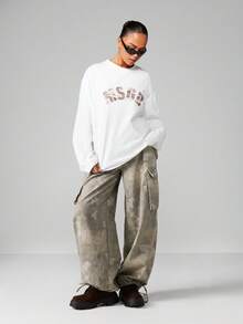 MISSGUIDED 长袖文字印花运动衫圆领套头衫休闲上衣 - 白色 - 查看 3