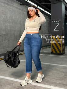 Flexra Plus Size Women Casual Washed Slim Fit Jeans - Medium Wash - View 7