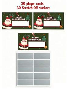 50 张/30 张圣诞刮刮卡，带有圣诞老人和圣诞树图案 - DIY 节日礼券、派对游戏奖品，包括刮刮贴纸、圣诞节 - 彩色 - 查看 10