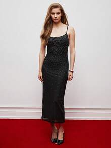 Maija Vestido sin mangas con espalda descubierta y abertura, moda de verano para mujer - Negro - Ver 3