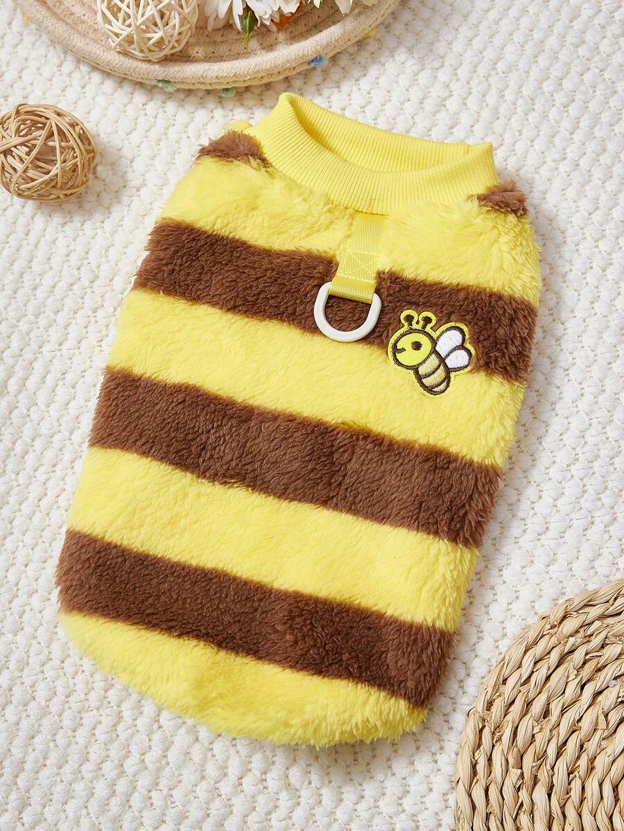 PETSIN 秋冬天鹅绒宠物背心 - 带牵引扣的保暖狗猫服装，舒适的泰迪熊和小动物室内服装，休闲宠物服装 - 黑色 - 查看 1