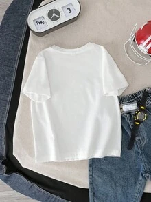 SHEIN | PAW Patrol Young Boy Summer Cute Cartoon Dog Print Short Sleeve T-Shirt Kids Cartoon Shirt Boys Pets T Shirt Boys Cartoon Shirt - White - View 2