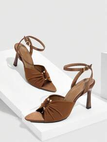 CUCCOO SZL Women's Fashionable Elegant Commuting High Heel Sandals - Brown - View 1