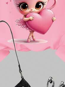 2 件套年轻女孩休闲卡通心形印花落肩宽松圆领长袖运动衫和紧身裤，适合秋冬季 - 彩色 - 查看 6