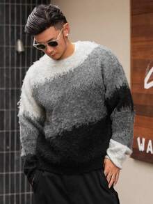 DAZY Men's Gradient Color Crew Neck Sweater, Autumn/Winter - Multicolor - View 4