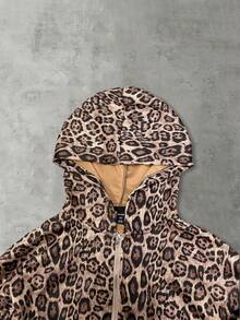 ROMWE MEN Street Life Hanorac bărbătesc cu imprimeu retro leopard, stil scurt și lejer