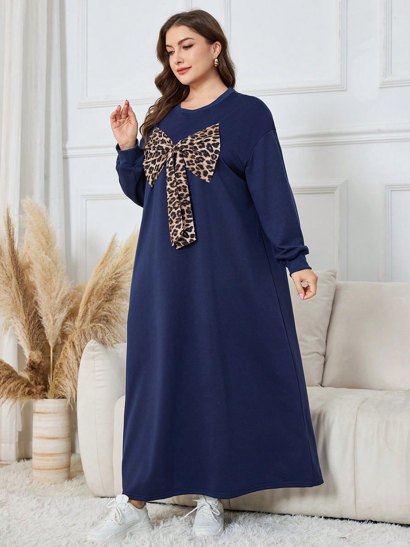 Lacomfia بلوزة رياضية بياقة مستديرة وأكمام طويلة و...