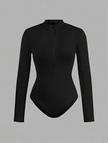 SHEIN EZwear 2 件套女式拉链高领紧身衣套装，休闲长袖紧身衣，春秋季 - 彩色 - 查看 12