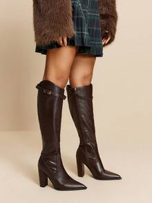 Daringsoles 女士时尚咖啡棕色过膝靴 - 咖啡棕 - 查看 9