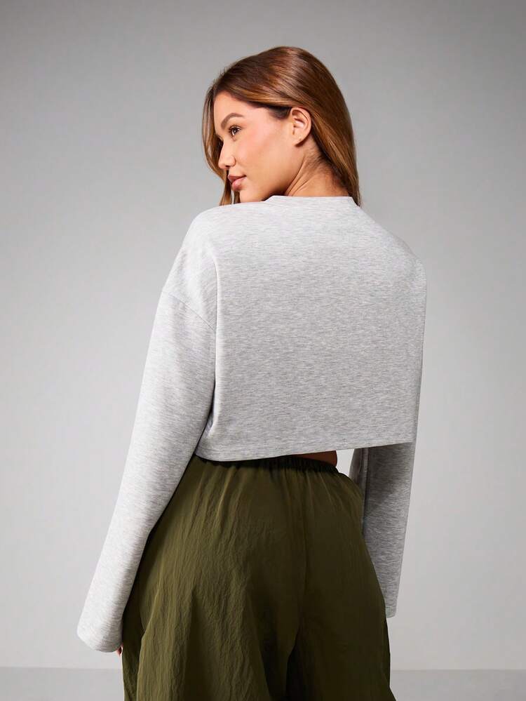 MISSGUIDED Felpa corta oversize con maniche lunghe, casual e comoda, per il tempo libero, adatta per l'inverno e l'autunno