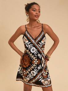 Travachic 度假编织复古印花细肩带女式迷你连衣裙 - 彩色 - 查看 5