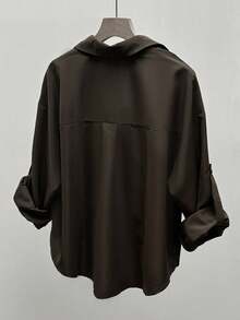 INAWLY 大码休闲百搭通勤纯色扭纹衬衫